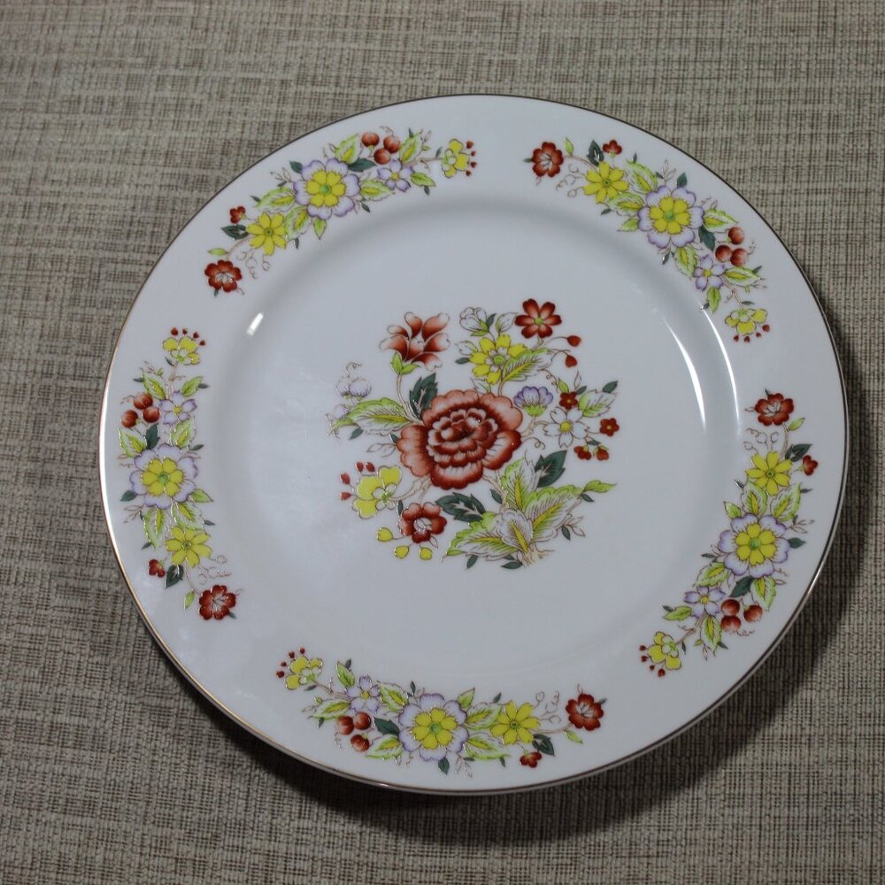 Set of 4 Signature Collection China 10" Dinner Plate Oriental Garden 118 Floral